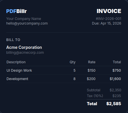 PDFBillr invoice generator